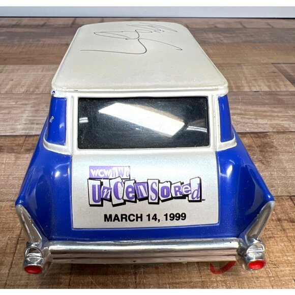 1999 WCW Uncensored Goldberg Diecast Model Car Autographed Collectible Blue & Wh - Picture 2 of 8